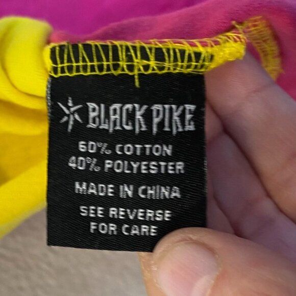 Black Pike Mens T-Shirt 2XL Yellow & Pink T-Shirt With Embroidered Bear Design - Picture 8 of 12